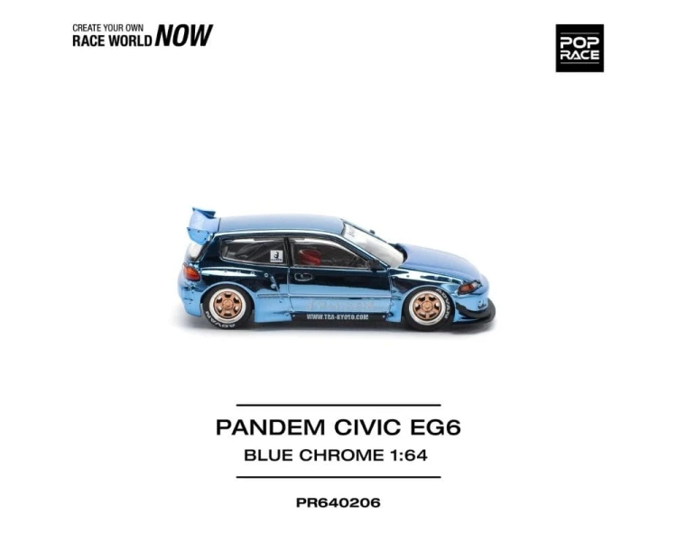 Pop Race Pandem Honda Civic EG6 Blue Chrome PR64-0206
