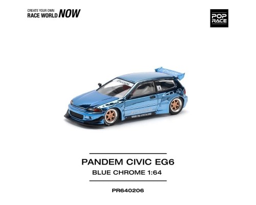 Pop Race Pandem Honda Civic EG6 Blue Chrome PR64-0206