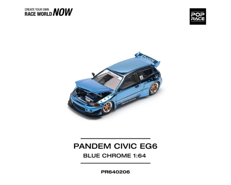 Pop Race Pandem Honda Civic EG6 Blue Chrome PR64-0206