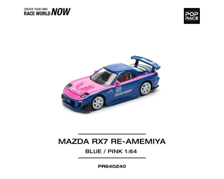 Pop Race Mazda RX-7 RE-Amemiya Blue Pink PR64-0240