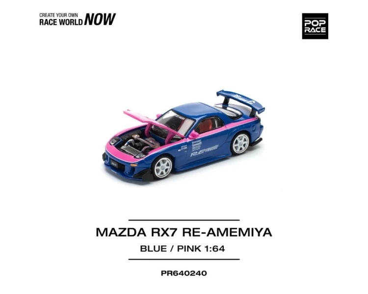 Pop Race Mazda RX-7 RE-Amemiya Blue Pink PR64-0240