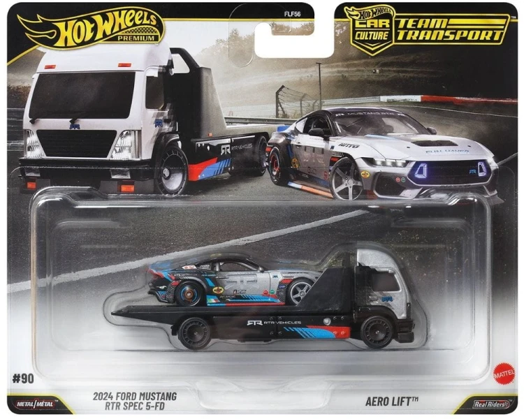 Hot Wheels Premium Team Transport #90 2024 Ford Mustang RTR Spec 5-FD and Aero Lift JHX92