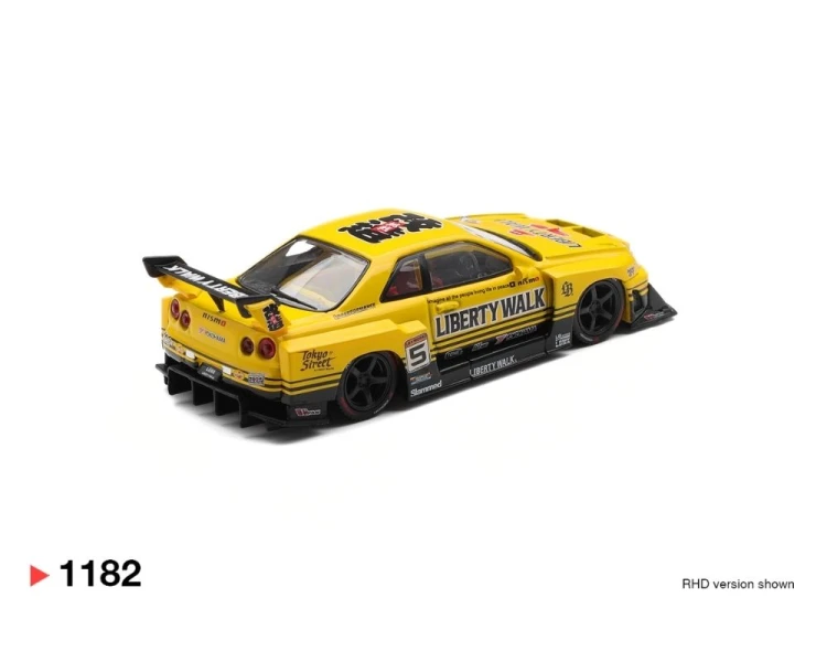 Mini GT #1182 Nissan LB-ER34 Super Silhouette Skyline Sport Yellow MGT01182