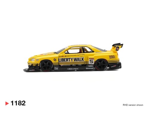 Mini GT #1182 Nissan LB-ER34 Super Silhouette Skyline Sport Yellow MGT01182