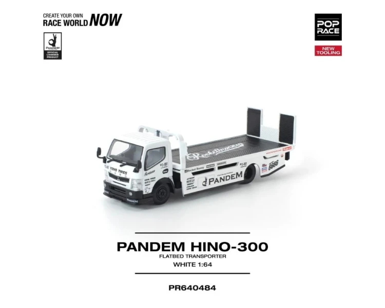 Pop Race Pandem Mitshubishi Fuso 300 Flatbed Transporter White PR640484