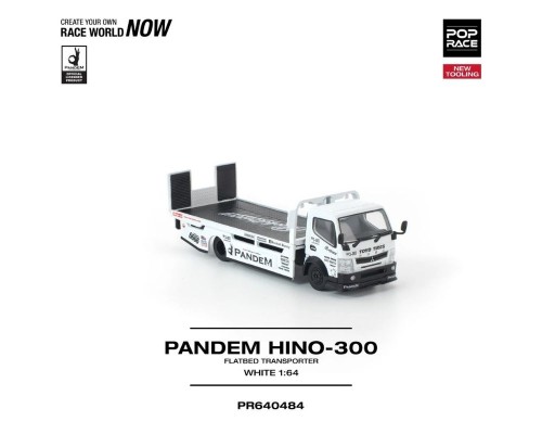 Pop Race Pandem Mitshubishi Fuso 300 Flatbed Transporter White PR640484