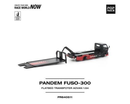 Pop Race Pandem Mitsubishi Fuso 300 Flatbed Transporter Advan Black Red PR640511