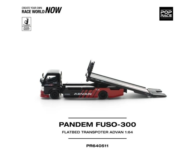 Pop Race Pandem Mitsubishi Fuso 300 Flatbed Transporter Advan Black Red PR640511