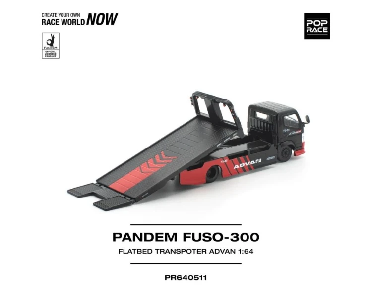 Pop Race Pandem Mitsubishi Fuso 300 Flatbed Transporter Advan Black Red PR640511