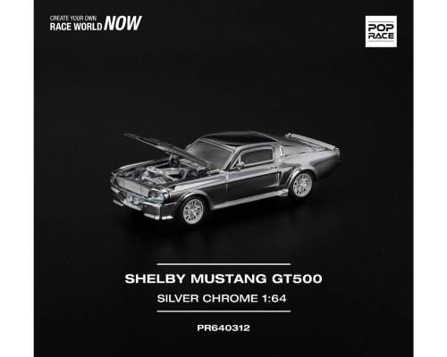 Pop Race Shelby Mustang GT500 Silver Chrome PR640312