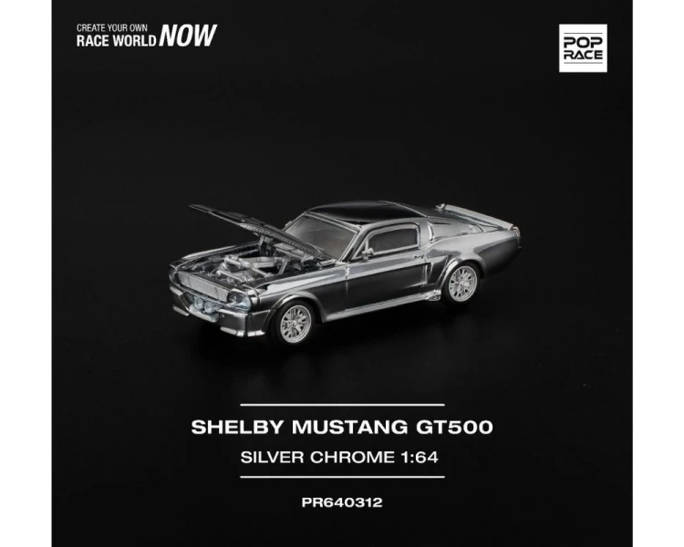 Pop Race Shelby Mustang GT500 Silver Chrome PR640312