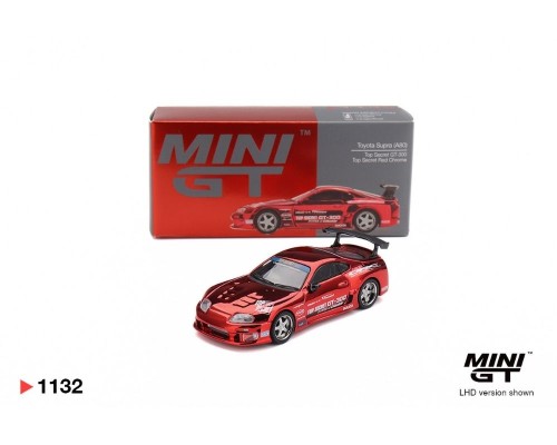 Mini GT #1132 Toyota Supra A80 GT300 Top Secret Red Chrome MGT01132