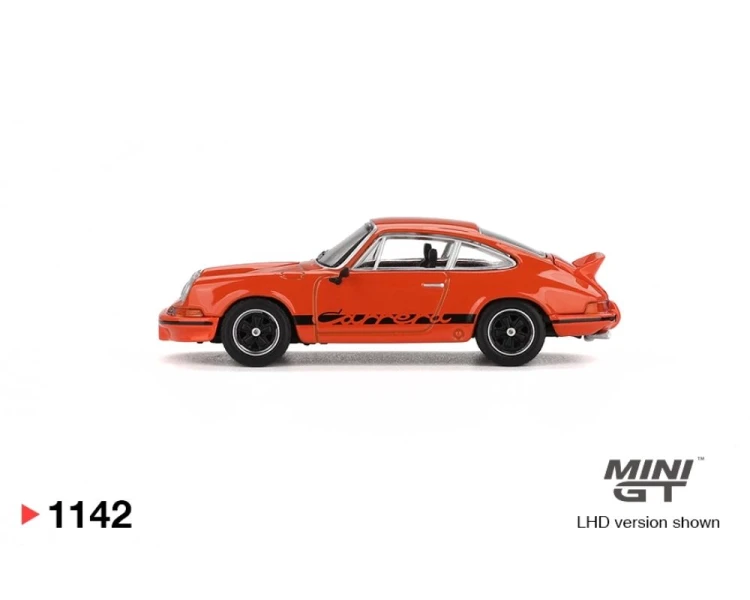 Mini GT #1142 Porsche 911 Carrera RS 2.7 Tangerine with Black Livery MGT01142